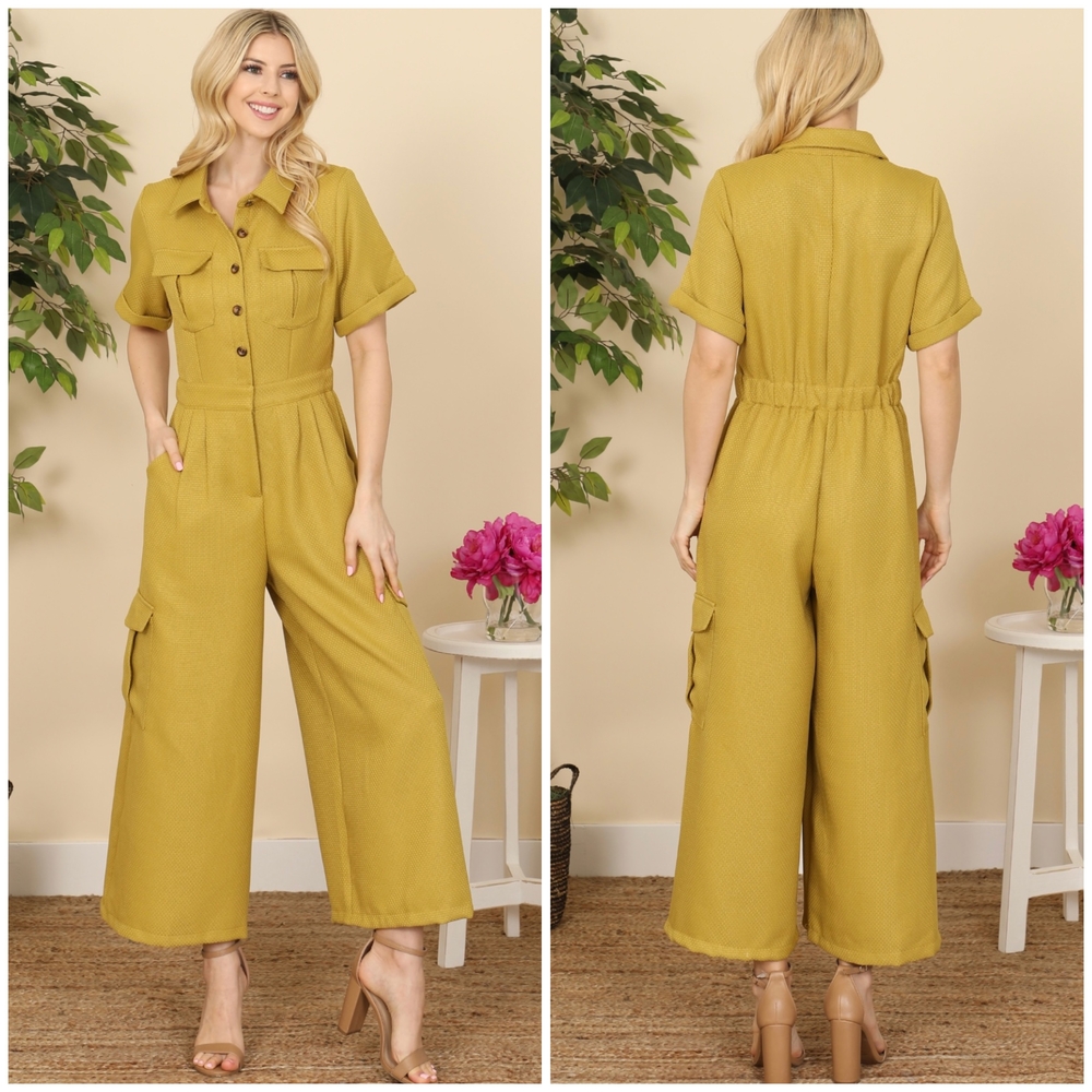 Modern Chic Cargo Chertruse Green Women's Jumpsuit